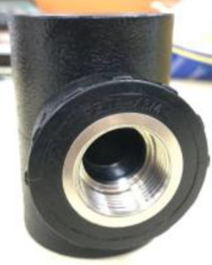 Reducing tee 50mmx3/4"fmx52mm, hot melted, for PE pipe